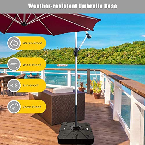 Giantex 260lbs Offset Patio Umbrella Base with Wheels, Water Sand