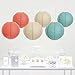Andaz Press Hanging Paper Lantern Party Decor Trio Kit with Free Party Sign, Ivory, Coral, Diamond Blue, 6-Pack, for Peach Mint Robin's Egg Baby Bridal Shower Easter Classroom Decorations