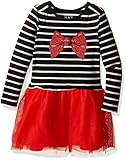 The Children's Place Girls' Tutu Stripe Dress, China Red, 18-24 Months
