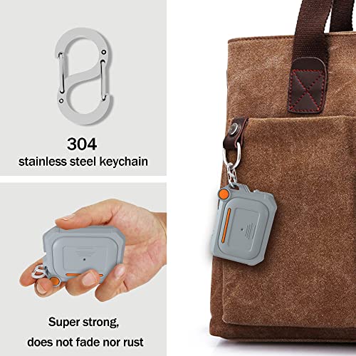 Dikdoc for AirPods Pro 2nd Generation Case Cover with Lock and Keychain, Apple AirPods Pro 2 Silicone Armor Case Magsafe Watch Charger Compatible AirPods Pro Protective Case Men (Gray)