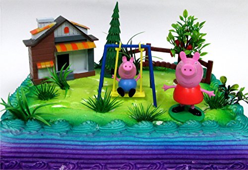 PEPPA PIG 12 Piece Birthday CAKE Topper Set, Featuring Peppa Pig and George Pig, Decorative Themed Accessories, Figures Average 3