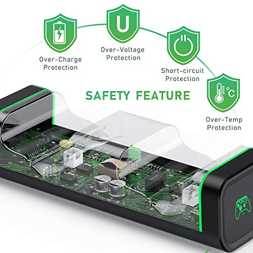 Xbox Controller Charging Station, Vivefox Xbox One Controller Charger with 2 x 1200mAh Rechargeable Battery Packs Compatible for Xbox One/One X/One S/Xbox One Elite Wireless Controllers