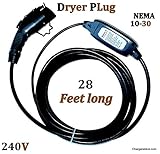 Maxx-16 ( Dryer plug ) 28 ft long Portable Electric Vehicle Charger with nema 10-30 plug ( includes wall mounting clip) - J1772 - EVSE (220V-240V) - Level 2 - 16 amp Electric Car Charger - Dark Gray