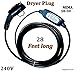 Maxx-16 ( Dryer plug ) 28 ft long Portable Electric Vehicle Charger with nema 10-30 plug ( includes wall mounting clip) - J1772 - EVSE (220V-240V) - Level 2 - 16 amp Electric Car Charger - Dark Gray