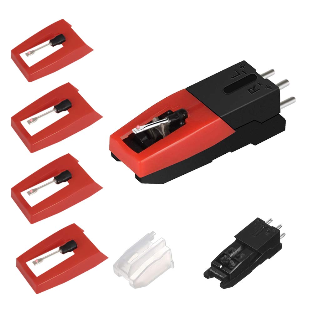 Styline Record Player Needle Pack with 1 Cartridge for LP Phonograph Turntable Ruby Replacement Stylus for Vinyl Record Player