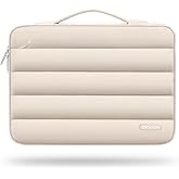 MOSISO 360 Protective 13-14 inch Laptop Case, 13.3 inch Puffy Laptop Sleeve Compatible with MacBook Air 13 13.6 M3 M2 M1/Pro 13/14, HP, Dell, ASUS, Lenovo,Polyester Horizontal Side Open Bag, Sand