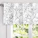 DriftAway Ryan Sketch Flower Floral Branch Leaves Lined Thermal Insulated Window Curtain Valance Rod Pocket 52 Inch by 18 Inch Plus 2 Inch Header Black Line