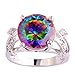 Psiroy Women's 925 Sterling Silver 6.5ct Rainbow Topaz Filled Ring