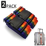 Adjustable Travel Luggage straps Suitcase Belts for Travel Bag Accessories With Address Tag 2Pack (Multicoloured)