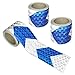 Viewm Reflective Tape 3 m Safety Warning Tape Arrow Sticker 2 Inch x 3.28 Yard / 5 cm x 3 m, 3 Rolls, Blue and Silver