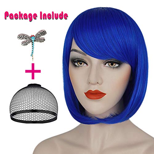Ruina Coraline Wig Blue Bob Cosplay Costume Wigs For Women Short