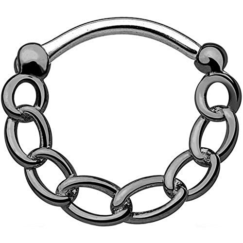 WildKlass JewelryChain Round Septum Clicker Hematite Over 316L Surgical Steel