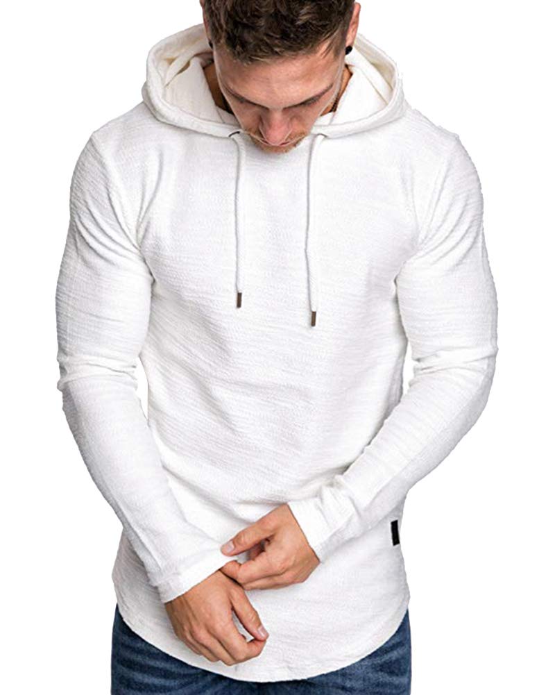 Lexiart Mens Fashion Athletic Hoodies Sport Sweatshirt Solid Color Fleece Pullover