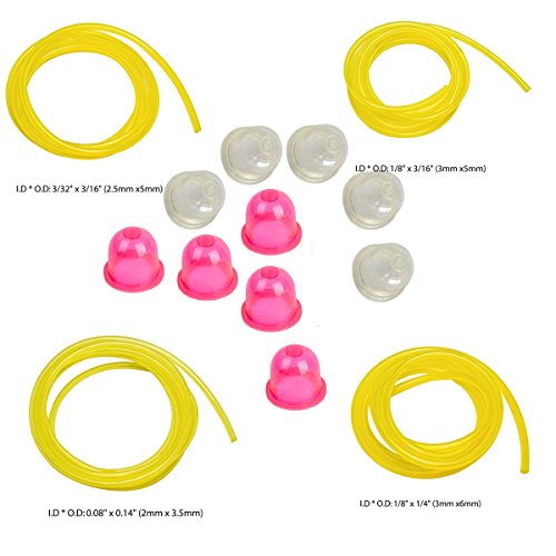 HIFROM 530058709 Air Purge Primer Bulb Pump With 0057003 0057004 Primer Bulb With 4 Different Size Fuel Line Hose For Poulan Craftman Homelite Chainsaw String Trimmer Blower