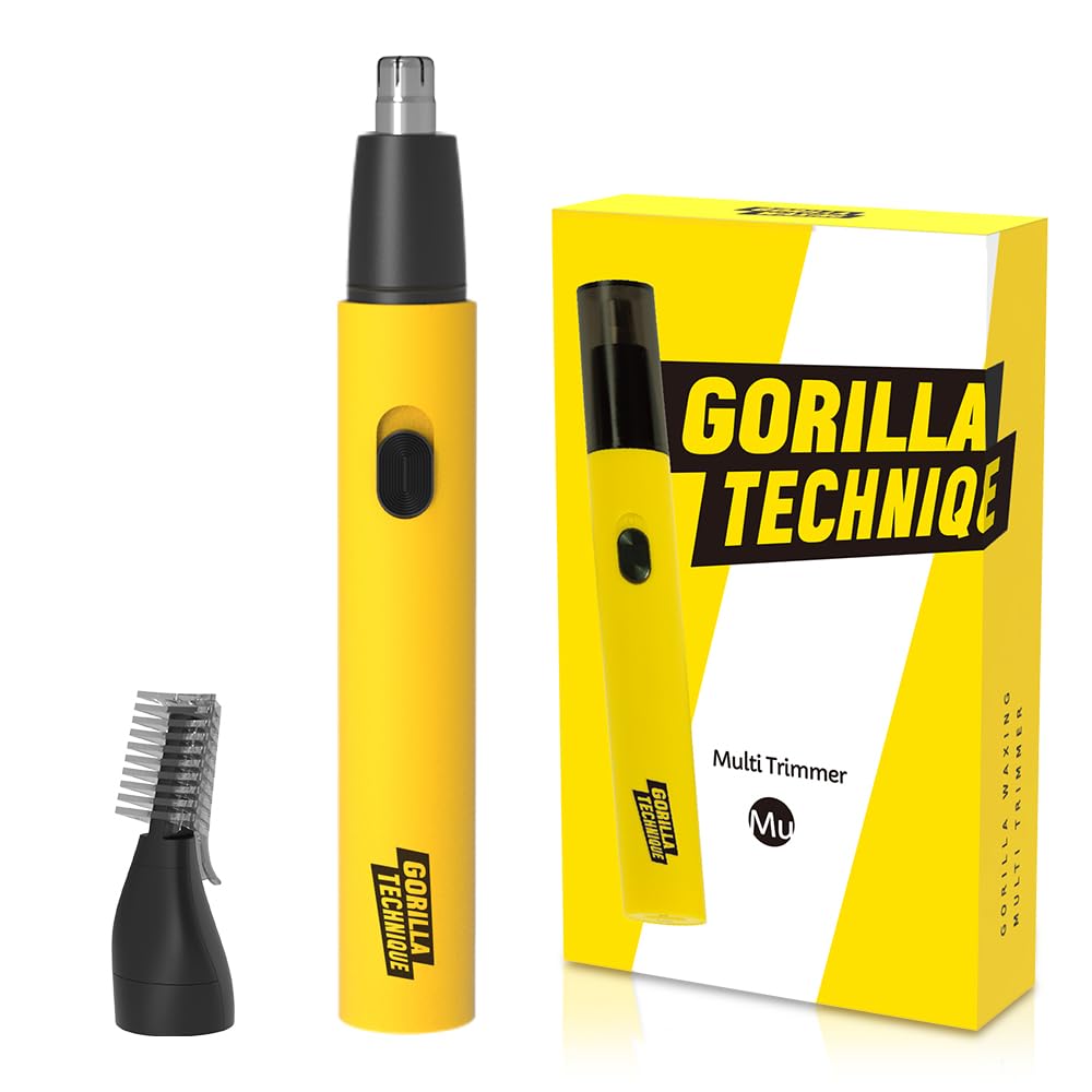 Gorilla Technique Nose Ear Hair Trimmer for Men, Rechargeable 2-in-1 Trimmer for Nose Ear Eyebrow Hair Removal, No Pull No Snag Grooming with High-Speed 10,000rpm Motor, 2 Heads