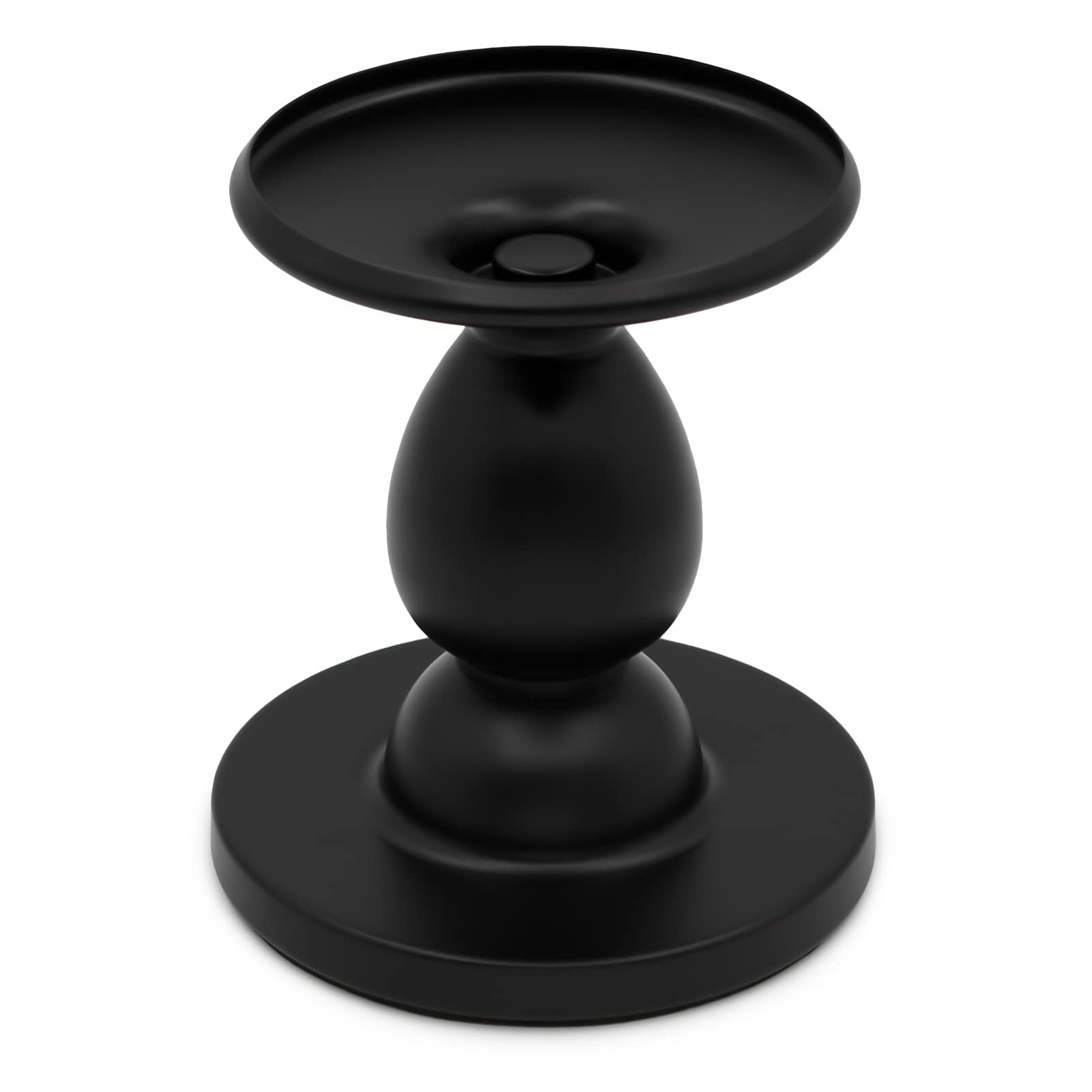 Photo 1 of Thindolex Matte Black Iron Candle Holder for Pillar Candles - Modern Table Centerpiece and Farmhouse Decor - 4.5"