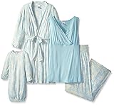 Everly Grey Women's Maternity Roxanne 5-Piece Nursing Pajama Set with Robe and Tank, Chantilly, X-Small
