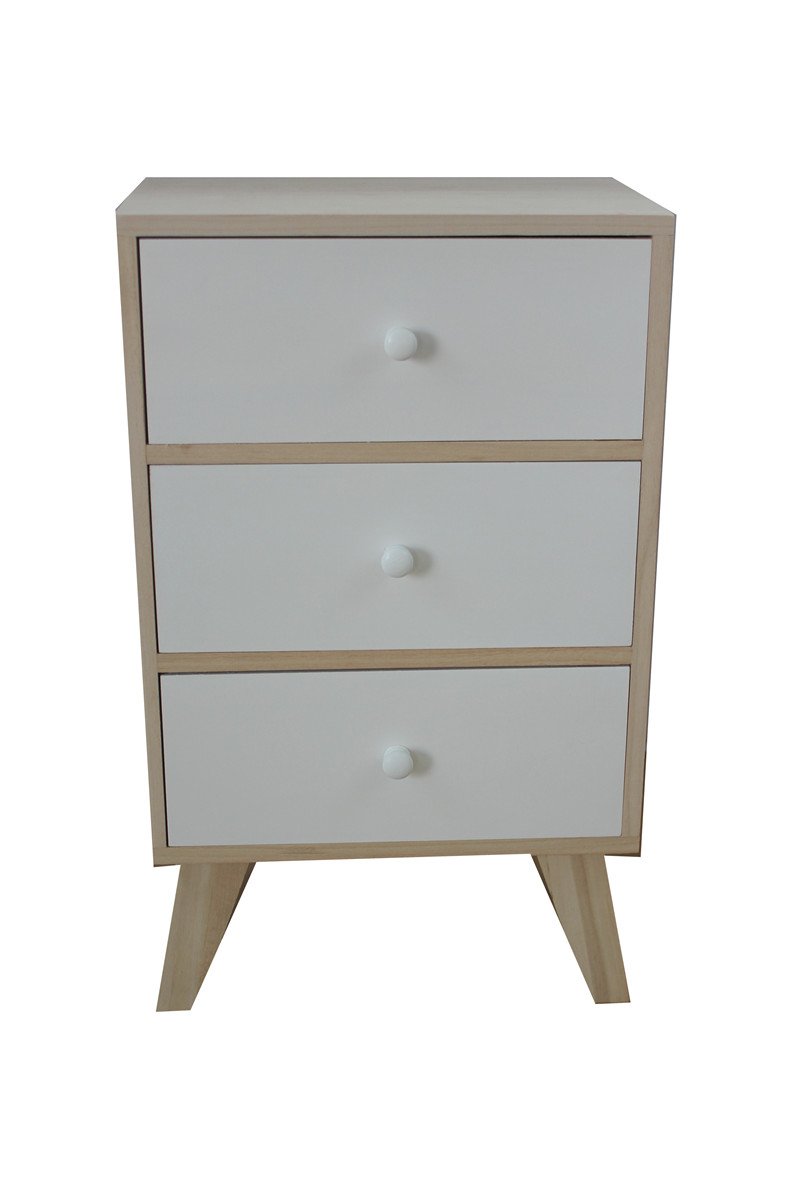 King Home c1708003 Cabinet 3 Drawers Made of paulownia wood with Feet in KD, 40 x 25 x 66,5h