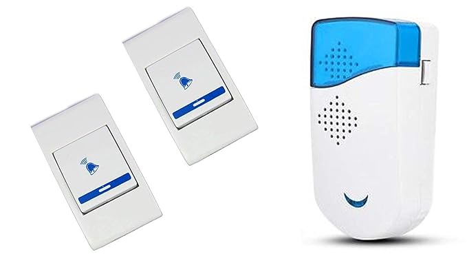 Dkdas Remote Door Bell for 2 Switch for Home Shop Office (Color and Design May Vary)