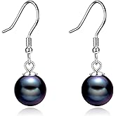 925 Sterling Silver Black Pearl Dangle Earrings Pearls Drop Jewelry Birthday Gifts for Women