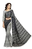 Shonaya Women's Embroidered Faux georgette Black Designer Saree With Unstitched Blouse Piece