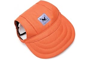 Leconpet Baseball Caps Hats with Neck Strap Adjustable Comfortable Ear Holes for Small Medium and Large Dogs in Outdoor Sun Protection (XL, Orange)
