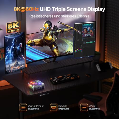 ACEMAGIC Warlord AM18 Mini Gaming PC: Ryzen 7 8845HS (5.1GHz), 32GB DDR5, 1TB SSD, Radeon 780M, Wi-Fi 6, BT5.2, 8K, RGB AI Cyberpunk
