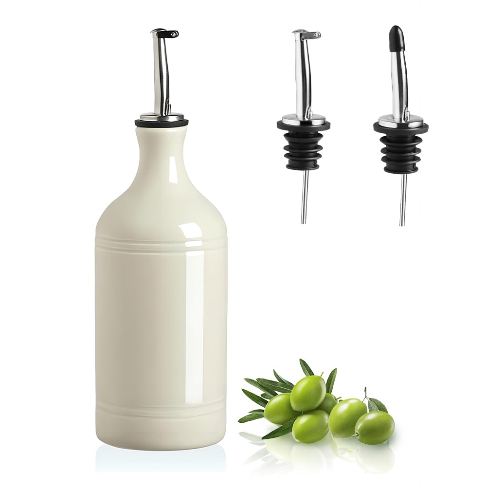 Photo 1 of ***MISSING PIECE*** Sweejar Ceramic Olive Oil Dispenser Bottle, Opaque Oil Cruet Protects to Reduce Oxidation, Suitable for Storage Vinegar, Coffee Syrups & Other Liquids, Pack of 1, 15.5 Fl Oz(Beige)