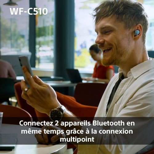 WF-C510 Truly Wireless - Ecouteurs Intra-Auriculaires Bluetooth, Petits, Légers, Connexion Multipoint, Son Ambiant, IPX4, Spotify Tap, Charge Rapide, Batterie jusqu'à 22h, iOS et Android – Noir