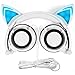 Cat Ear Kids Headphones,DICEKOO Flashing Glowing Cosplay Fancy Cat Ear Headphones Foldable Over-Ear Gaming Headsets Earphone with LED Flash Light for Girls Boys Phone Tablet (Black)
