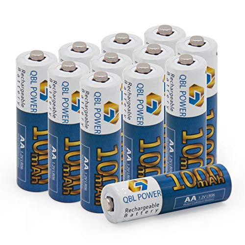 QBLPOWER AA NiCD 1000mAh 1.2V Rechargeable Batteries for Solar Lights, Garden Lights, Remotes, Mice (12 PCS)
