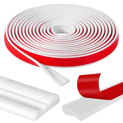 Starvortex 7 m x 2.8 cm Adhesive Wall Moulding, PVC Skirting Board for Interior Doors White Self-Adhesive Soft Skirting Board for Mirrored Walls and Cabinets