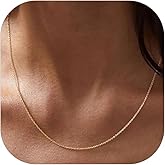 FOCALOOK Chain Necklaces for Women, 1.4MM Thin Cable Chains, 14K Gold/Rose Gold/Stainless Steel Silver/Black Plated, Hypoallergenic Long Chains for Pendant, 16 18 20 22 24 Inch