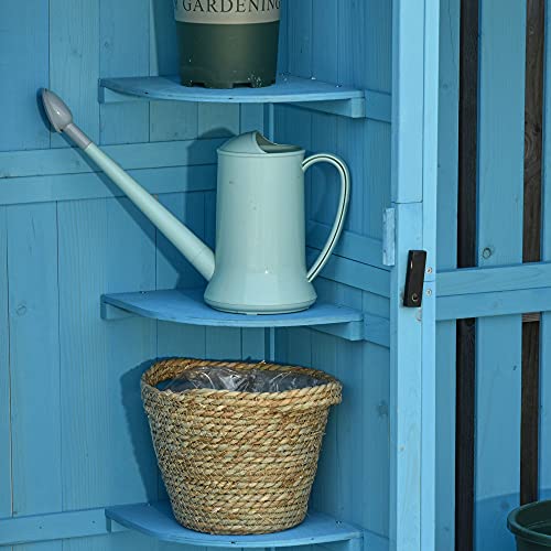 Outsunny Gartenhaus Gerätehaus Geräteschuppen mit Brennholzlagerraum Geräteschuppen mit 3 Ablagen Asphaltdach Tannenholz… – Bild 8