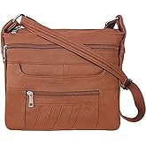 Leather Concealed Carry Crossbody Purse - YKK Locking CCW Ambidextrous Gun Bag Roma 7082