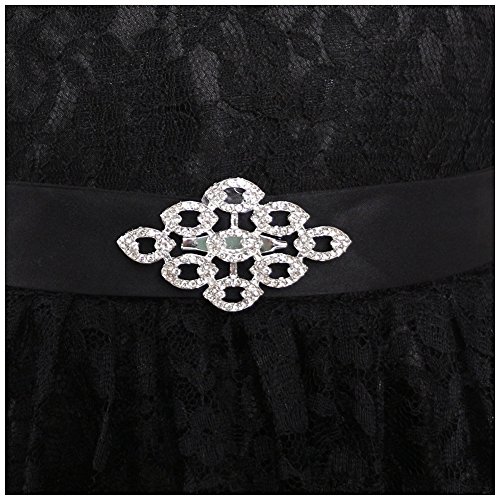 FREE FISHER Kids Girls Pleated Lace Dress Prom Party Pageant Black - Thumbnail 4