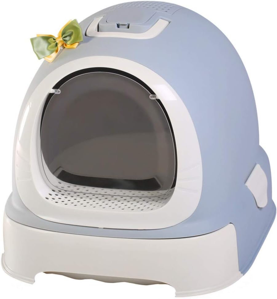 Pet Litter Box,Cat Toilet,Portable Cleaning Fully Enclosed Kitten Pan With Scoop,52L X 42W X 40H Cm,Grey