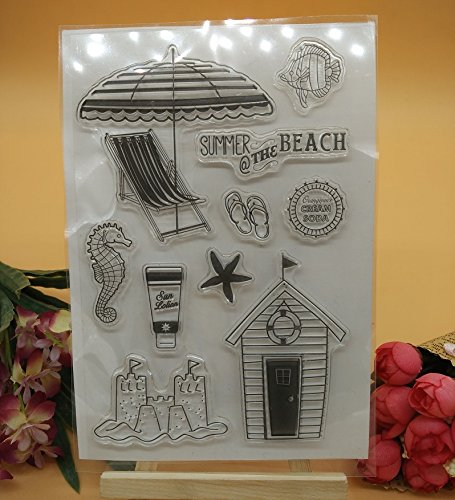 WooYangFun Joyful Home 1pc Sea at the beach Rubber Clear Stamp for Card Making Decoration and Scrapbooking