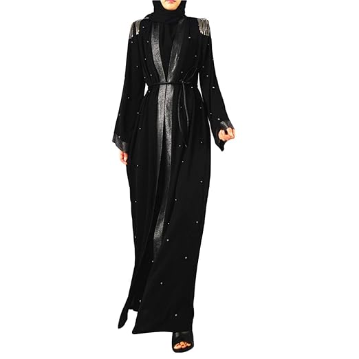 Open Up Pearl Patchwork Cardigan Lace Up Floor Length Long