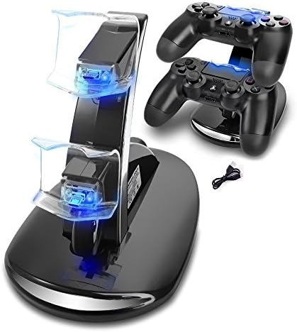 PS4 Dual USB Charger, Lenboken Dual LED USB Charger Dock Docking Cradle Station Stand for Wireless Sony Playstation 4 PS4 PS4 Pro PS4 Slim Game Controller Charger
