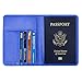 Passport Holder Travel Cover Case - HOTCOOL Leather RFID Blocking Wallet For Passport, Blue