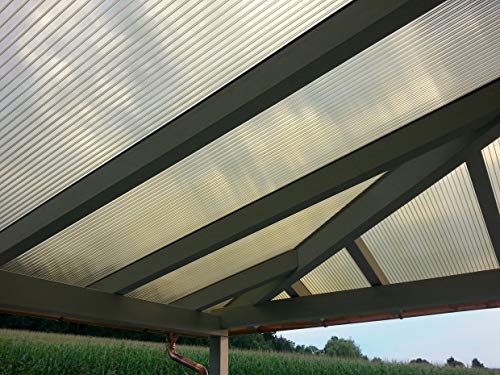 Acrylshop24 Terrassendach Terrassenüberdachung Carport Komplettset Polycarbonat 16mm 3-Fach Stegplatten Bronce Bronze 16mm Stegplatten Tiefe:3000mm|Breite:5110mm - Mehrere Maße verfügbar