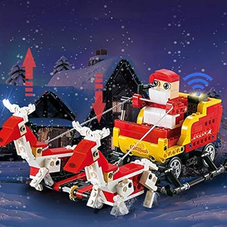 Immagini Di Babbo Natale Con La Slitta.Womdee Kit Di Costruzioni Natalizie Blocchi Di Babbo Natale Con Slitta Auto E 2 Alce 439 Blocchi Intelligenti Di Suono E Luce Giocattoli Di Natale Per Bambini E Adulti Amazon It Casa E