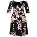 Samtree Women's Plus Size Floral 3/4 Sleeve Backless Cocktail Party Swing Dress(Tag size 5XL(US 18 W),Black Floral)