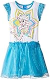 Disney Little Girls' Frozen Elsa Flutter Sleeve Dress, White, 5
