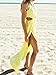 Choies Women's Yellow Cut Away Open Waist Split Holiday Beach Maxi Sundress S
