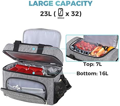 Lifewit Collapsible Cooler Bag 32-Can Insulated Leakproof Soft Cooler Portable Double Decker Cooler Tote for Trip/Picnic/Sports/Flight, Grey 2 Lifewit Collapsible Cooler Bag 32-Can Insulated Leakproof Soft Cooler Portable Double Decker Cooler Tote for Trip/Picnic/Sports/Flight, Grey