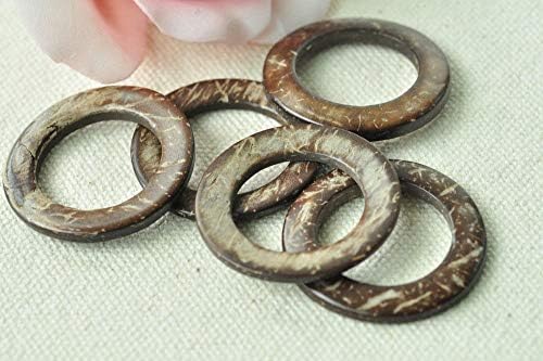 20pcs 30mm Natural Coconut Shell Ring Round Coco Wood Bead Handmade Accessory
