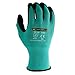 Tarantula Nitrile Coated Safety Work Gloves for General Purposes, Lightweight Work Gloves, 13 Gauge Mint Green Polyester Shell, Black Sandy Nitrile on Palm and Fingers, 12 Pair per Pack