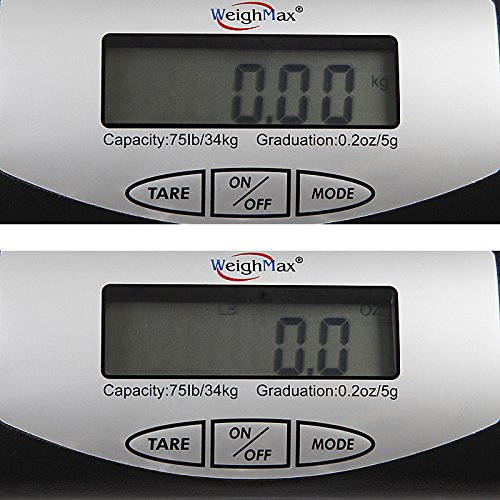 Weighmax 75 lbs. Digital Shipping Postal Scale, Black (W-4819-75 Black)